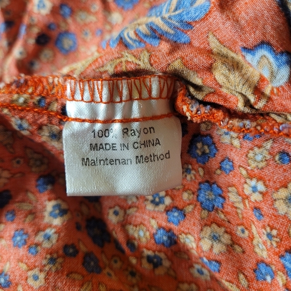 Zesica Boho Red and Blue Elastic Drawstring Waist Maxi Skirt sz XL - Picture 9 of 11